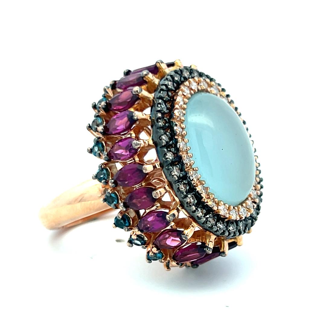 Anello Cocktail con tormalina da 4,40 carati e diamante da 0,54 carati in oro rosa 18 carati in vendita 2