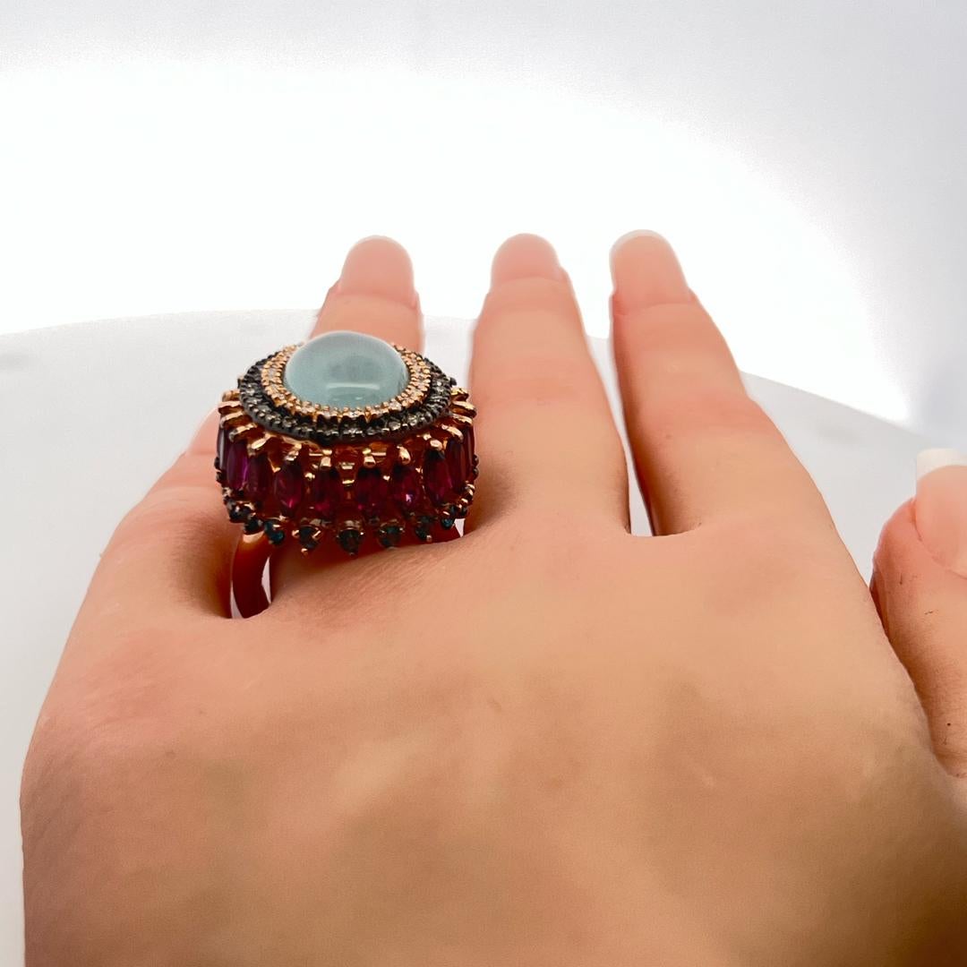 Anello Cocktail con tormalina da 4,40 carati e diamante da 0,54 carati in oro rosa 18 carati in vendita 4