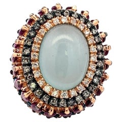 4.40 Carat Tourmaline 0.54 Carat Diamond 18K Rose Gold Cocktail Ring