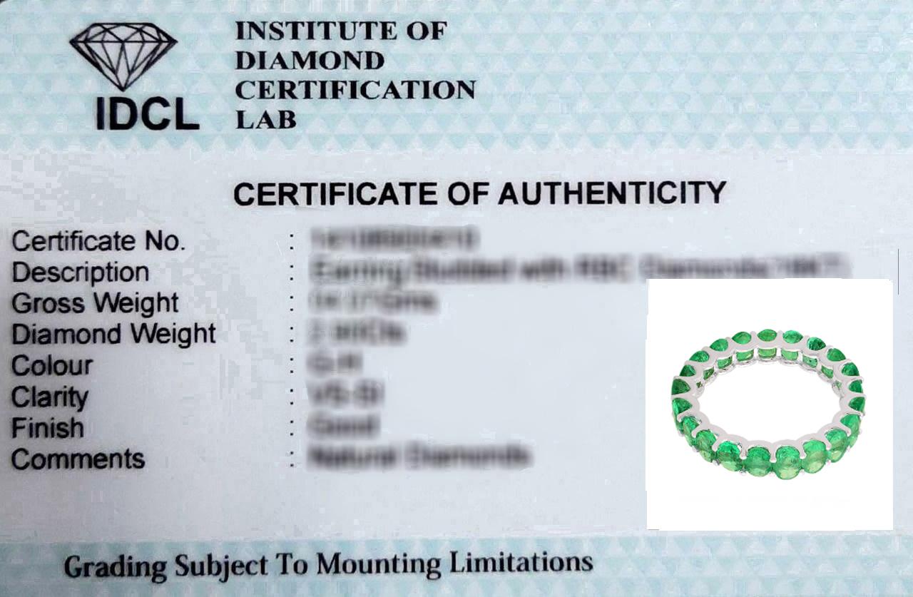 En venta: 4.40 Carat Zambian Emerald Gemstone Band Ring 18k White Gold Handmade Jewelry  3