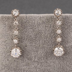 4.40 Carats Diamonds French Antique Earrings