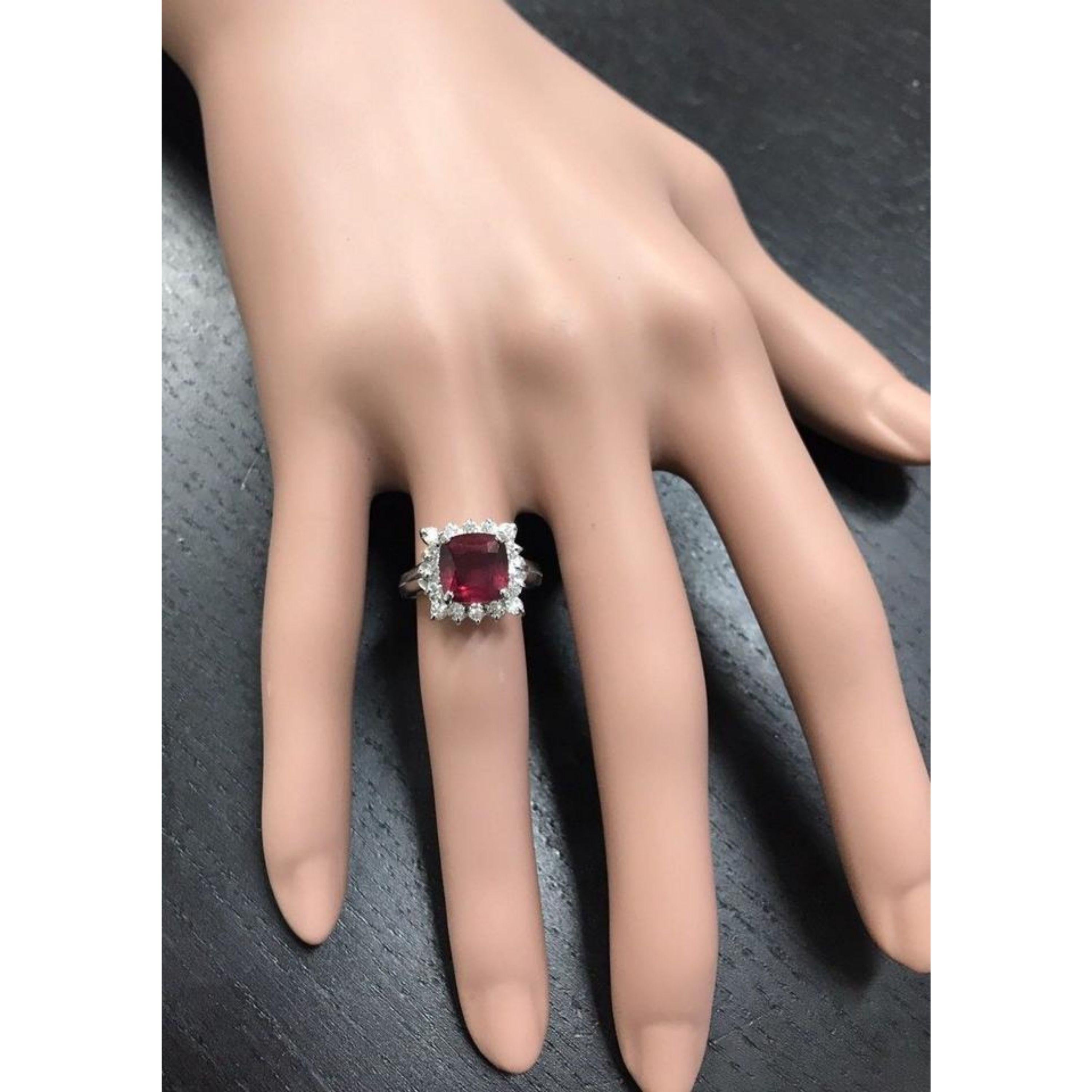 4.40 Carat Impressive Red Ruby and Natural Diamond 14 Karat White Gold Ring For Sale 1