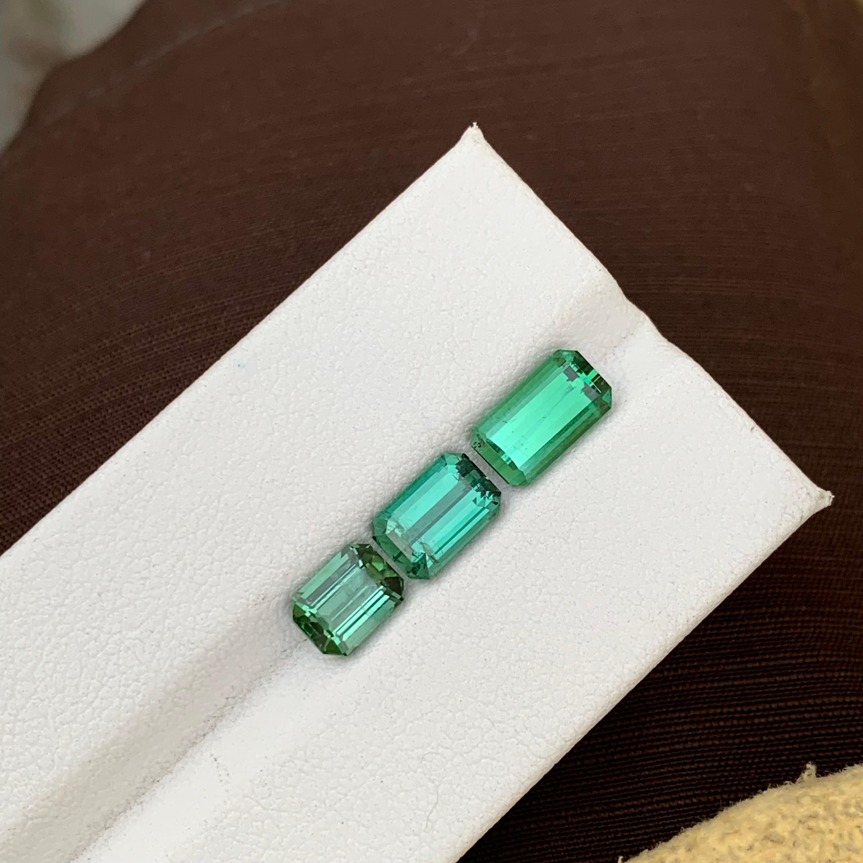 4.40 Carats Natural Genuine Loose Tourmaline Lot Emerald Shape For Jewellery Set For Sale 4