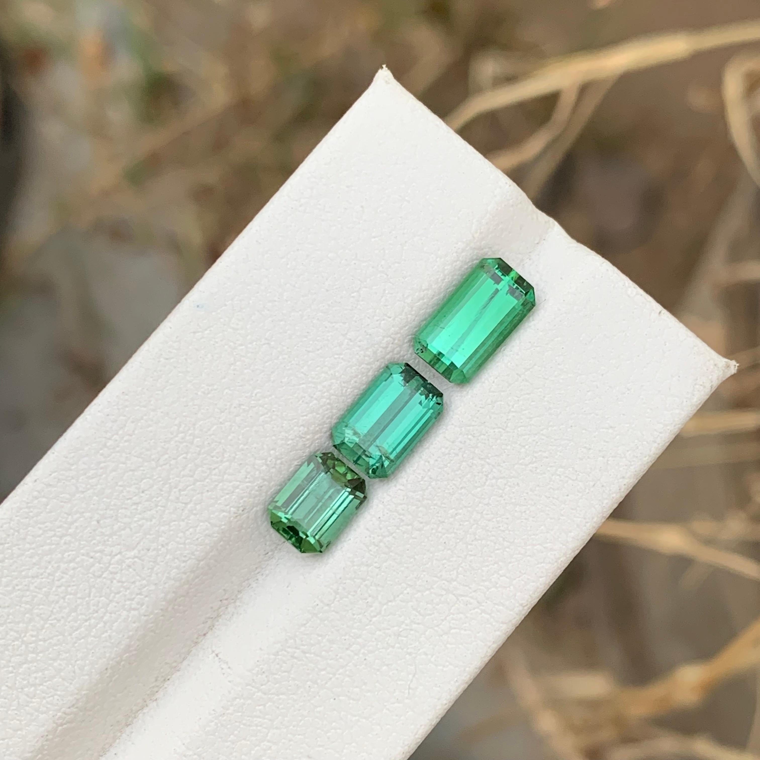 4.40 Carats Natural Genuine Loose Tourmaline Lot Emerald Shape For Jewellery Set For Sale 5