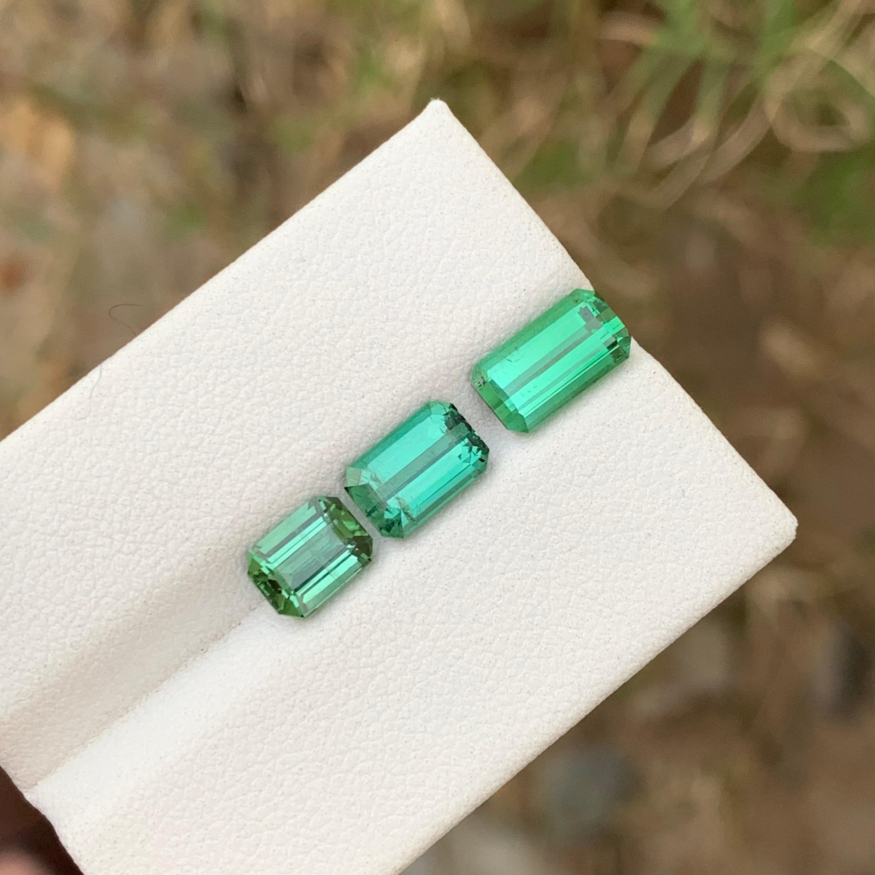 Emerald Cut 4.40 Carats Natural Genuine Loose Tourmaline Lot Emerald Shape For Jewellery Set For Sale