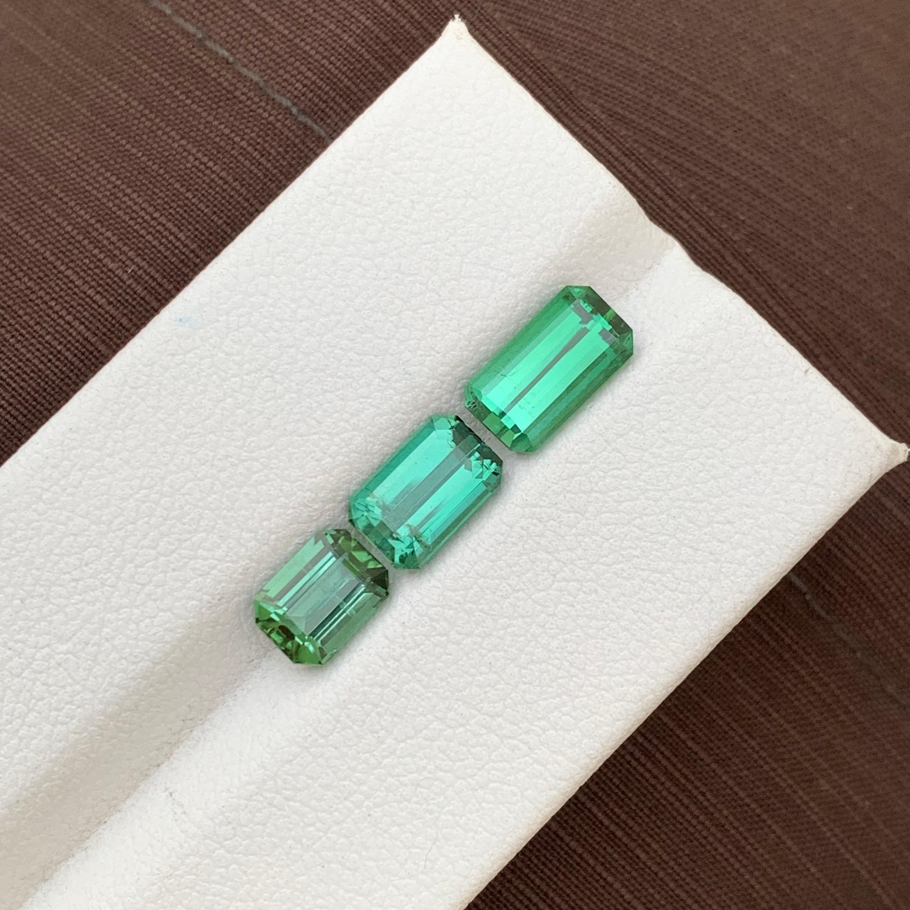 4.40 Carats Natural Genuine Loose Tourmaline Lot Emerald Shape For Jewellery Set In New Condition For Sale In Peshawar, PK