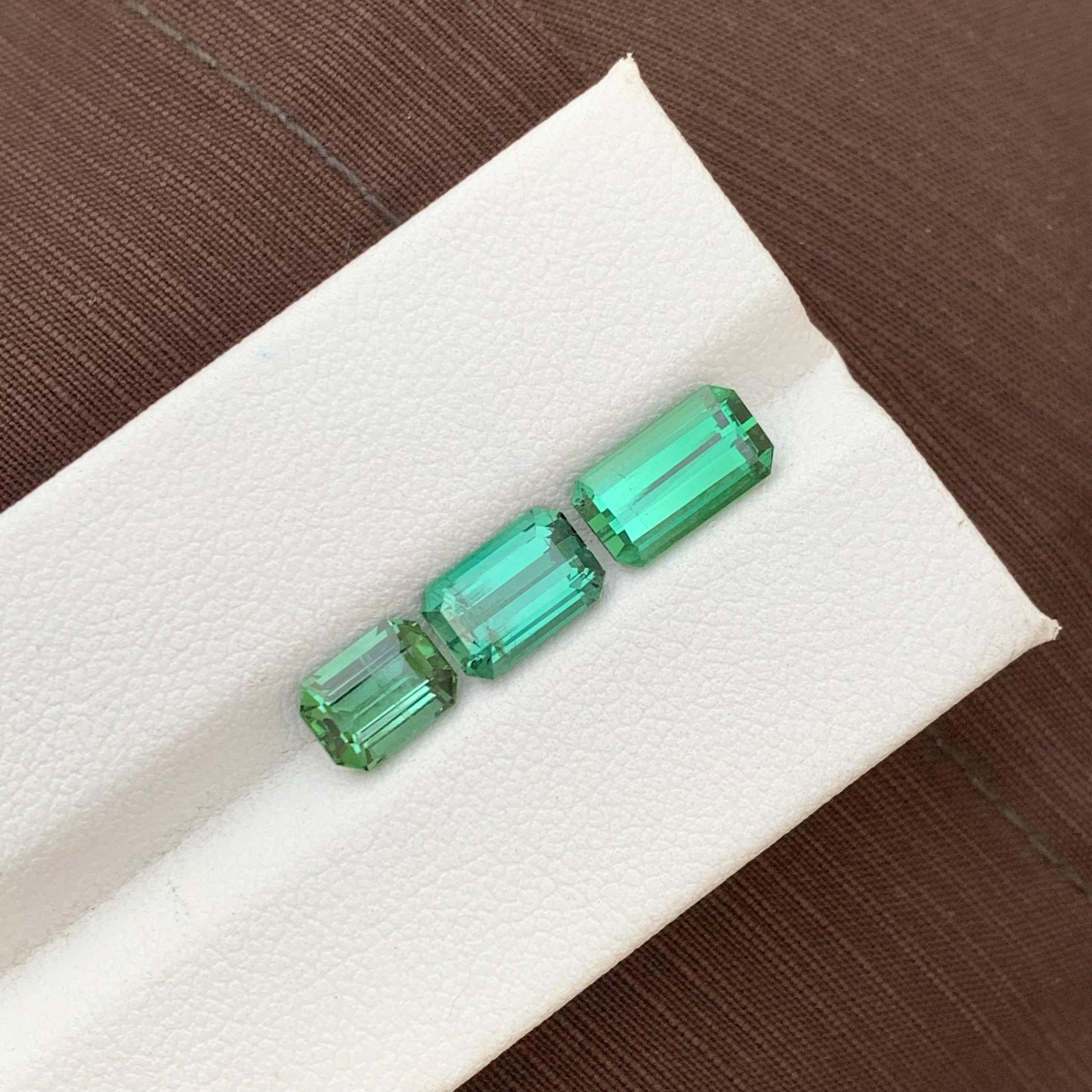 4.40 Carats Natural Genuine Loose Tourmaline Lot Emerald Shape For Jewellery Set For Sale 1