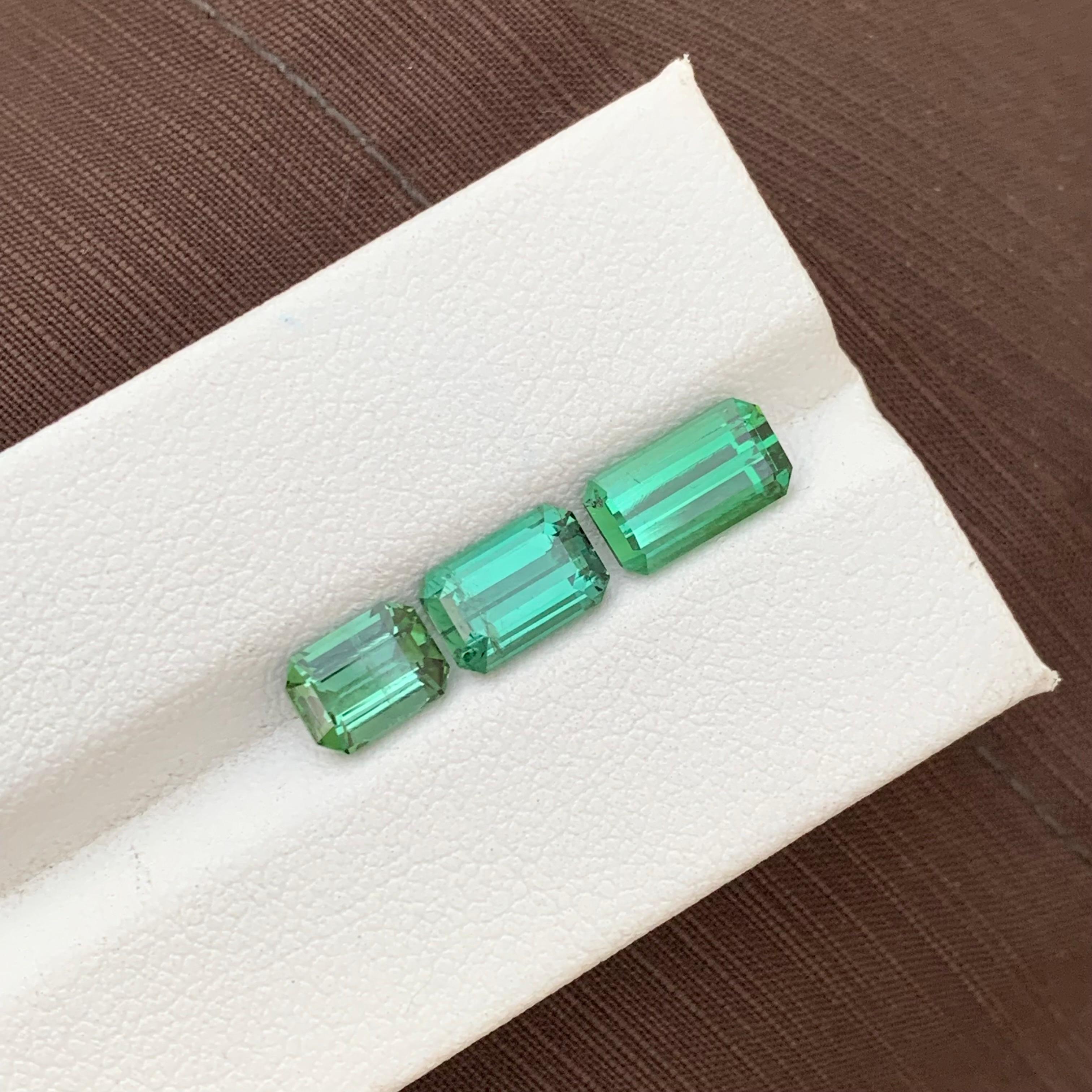 4.40 Carats Natural Genuine Loose Tourmaline Lot Emerald Shape For Jewellery Set For Sale 2