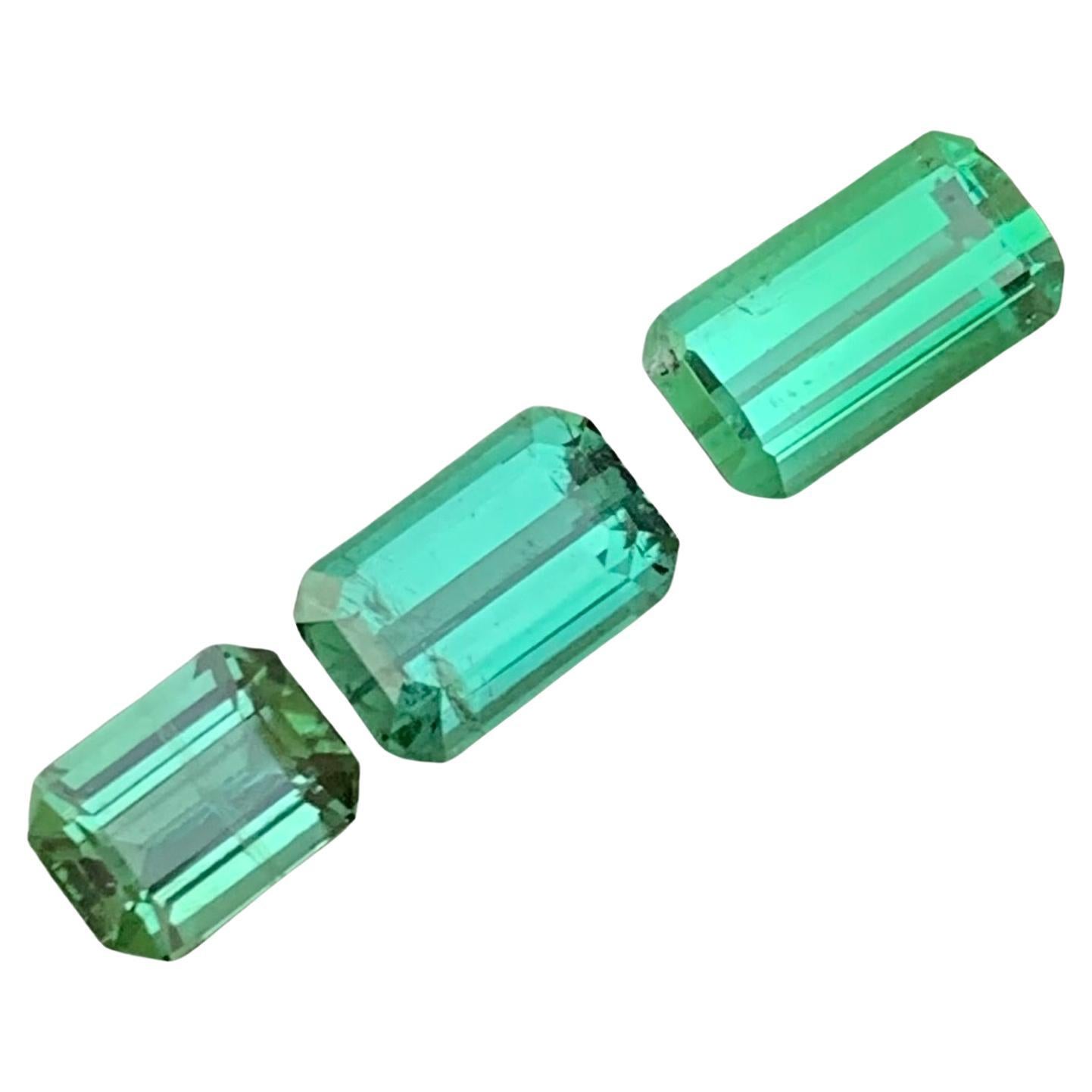 4.40 Carats Natural Genuine Loose Tourmaline Lot Emerald Shape For Jewellery Set For Sale