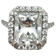 GIA Certified 4.40 Carats Radiant Cut Halo Style Diamond Ring