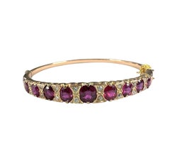 4.40 ctw Vintage Style Ruby & Diamond 14K Rose Gold Bangle Bracelet