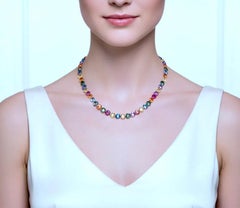 44.00 Carats Multicolor Ceylon Sapphire Necklace in Gold