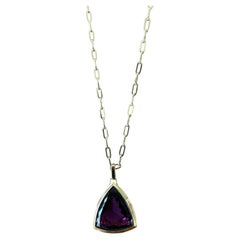 44.03 Carat Pear Shape Amethyst Pendant Necklace with Link Chain 