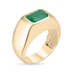 4,40 ct Anillo solitario de esmeralda para hombre de 14 quilates con bisel engastado corte esmeralda 585