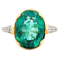 4.40ct Emerald & Diamonds Ring In Yellow Gold