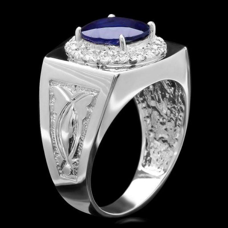 4.40 Carats Natural Blue Sapphire & Diamond 14K Solid White Gold Men's Ring

Total Natural Blue Sapphire Weight is: Approx. 3.90ct 

Sapphire Diameter: 10.00mm

Sapphire Treatment: Diffusion

Total Natural Round Diamonds Weight: Approx. 0.50 Carats