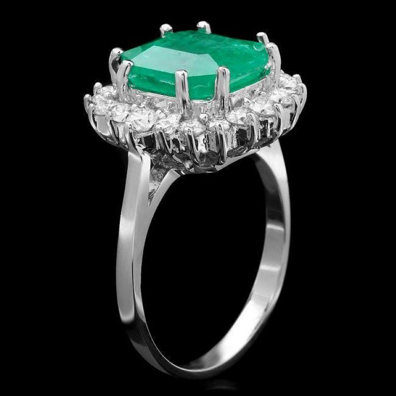4.40 Carats Natural Emerald and Diamond 14K Solid White Gold Ring

Total Natural Green Emerald Weight is: Approx. 3.60 Carats

Emerald Measures: Approx. 10.00 x 9.00mm

Natural Round Diamonds Weight: Approx. 0.80 Carats (color G-H / Clarity