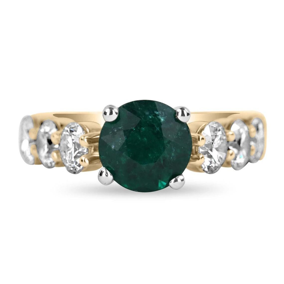 4.55tcw 18K Round Emerald & Diamond Accent Statement Ring For Sale