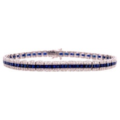 Bracciale con zaffiro blu da 4,14 carati e diamanti in oro bianco da 18 carati