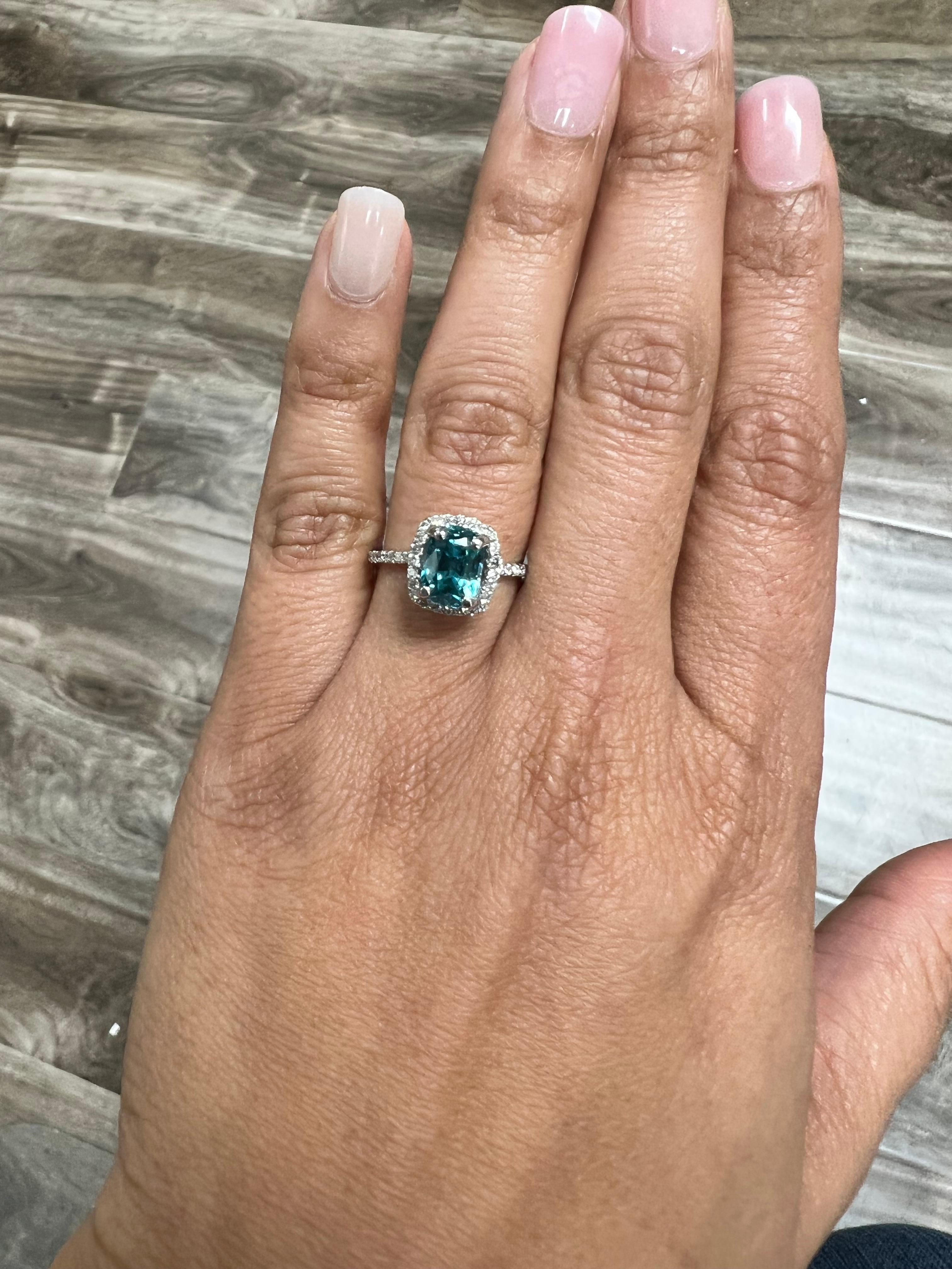 4.41 Carat Blue Zircon Diamond White Gold Ring In New Condition For Sale In Los Angeles, CA