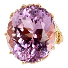 AJD HUGE Violet Precious Magnificent Natural 44.1Ct Kunzite Gold Cocktail Ring