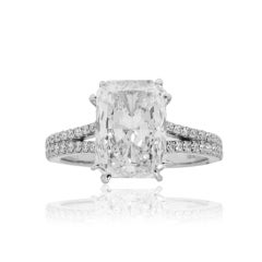 4.41 Carat Cushion Diamond Ring Brilliant White 18K Gold Effortless Elegance