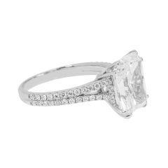 4.41 Carat Cushion Diamond Ring Brilliant White 18K White Gold Classic Statement