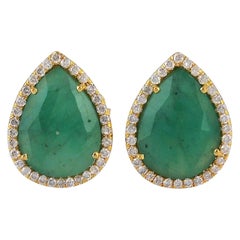4.41 Carat Emerald Diamond 18 Karat Gold Stud Earrings