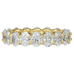 4.41 Carat Oval Band Brilliant White 18K White Gold Effortless Elegance