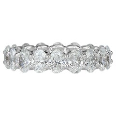 4.41 Carat Oval Band Brilliant White 18K White Gold Effortless Elegance Heirloom