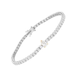 Bracciale tennis con diamanti taglio brillante rotondo da 4,41 carati in oro bianco e giallo 18 carati