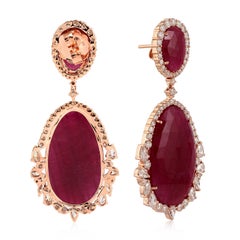 44.1 Carat Ruby 18 Karat Gold Diamond Earrings
