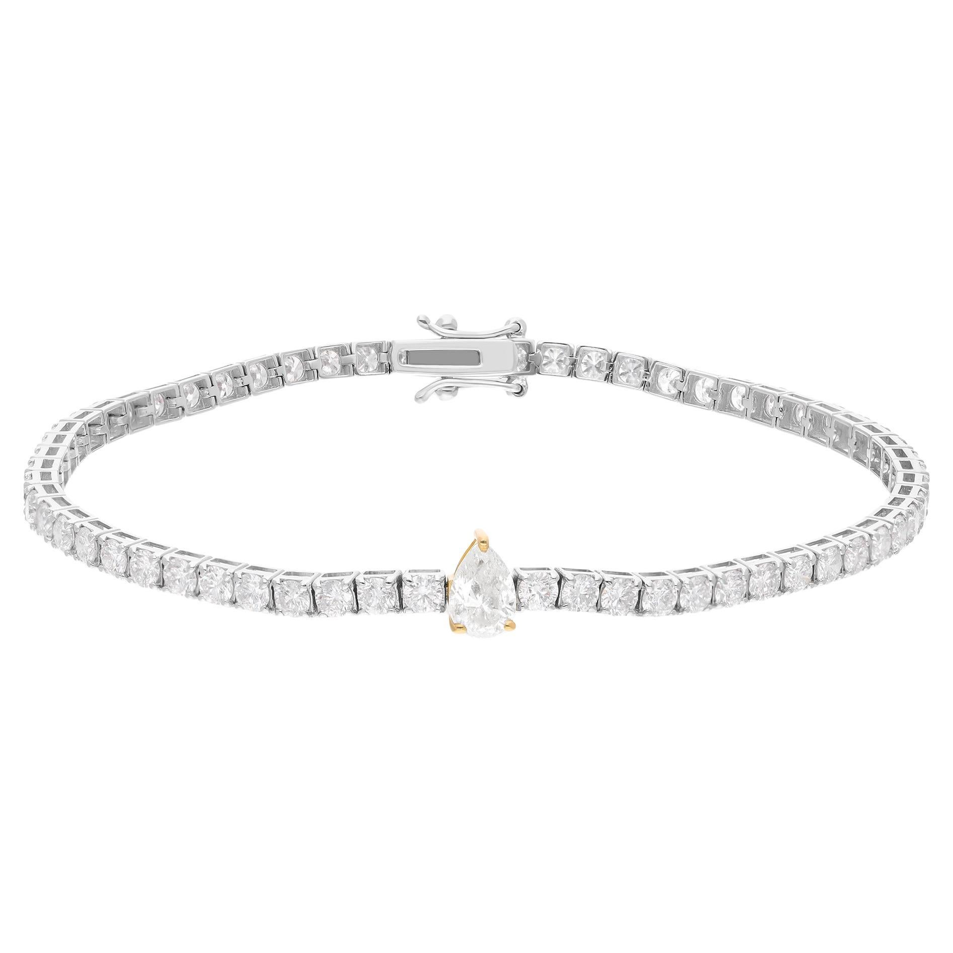 4.41 Carat SI/H Brilliant Cut Diamond Tennis Bracelet 18 Karat Yellow White Gold