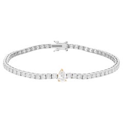 4.41 Carat SI/H Brilliant Cut Diamond Tennis Bracelet 18 Karat Yellow White Gold