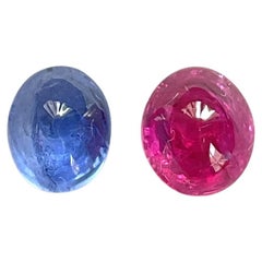 4.41 carats No-heat Burma Blue sapphire & Ruby cabochon for jewelry natural gem