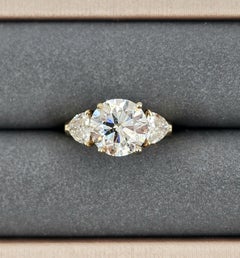 Bague de 4,41 ct à 3 pierres en or jaune 18k