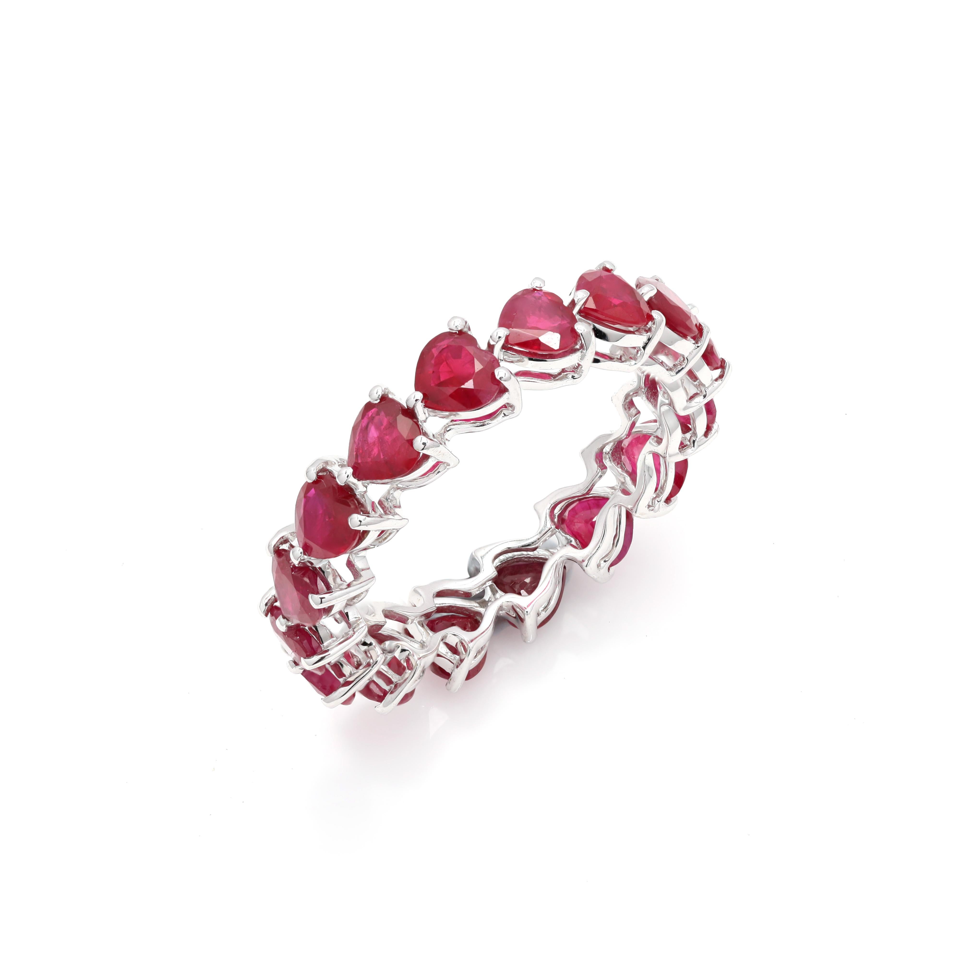 En vente :  4.41 Carat Ruby Eternity Band, 18K White Gold Ruby Band Ring 7