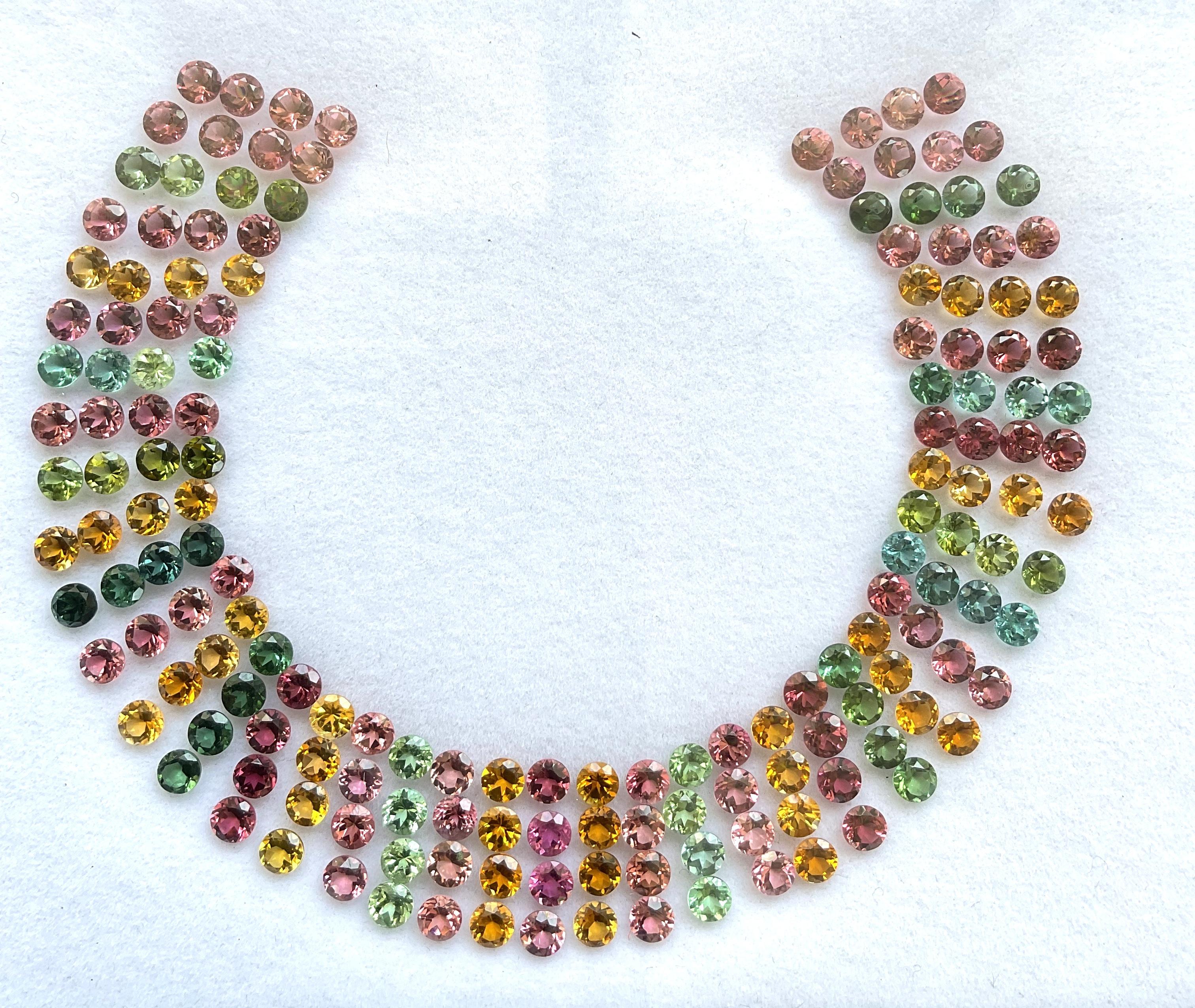 Art Deco 44.10 Carats Round Tourmaline Layout Suite Faceted cutstones Natural Gems For Sale