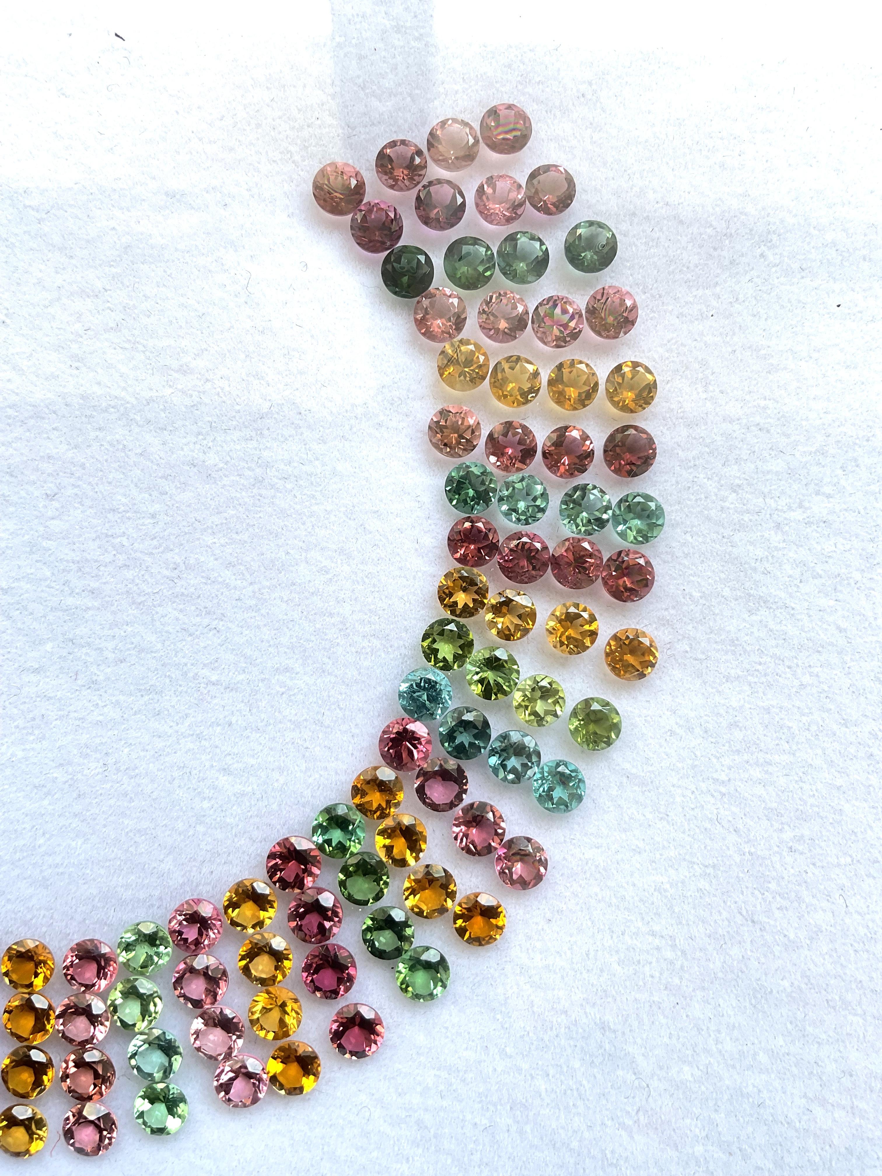 Round Cut 44.10 Carats Round Tourmaline Layout Suite Faceted cutstones Natural Gems For Sale