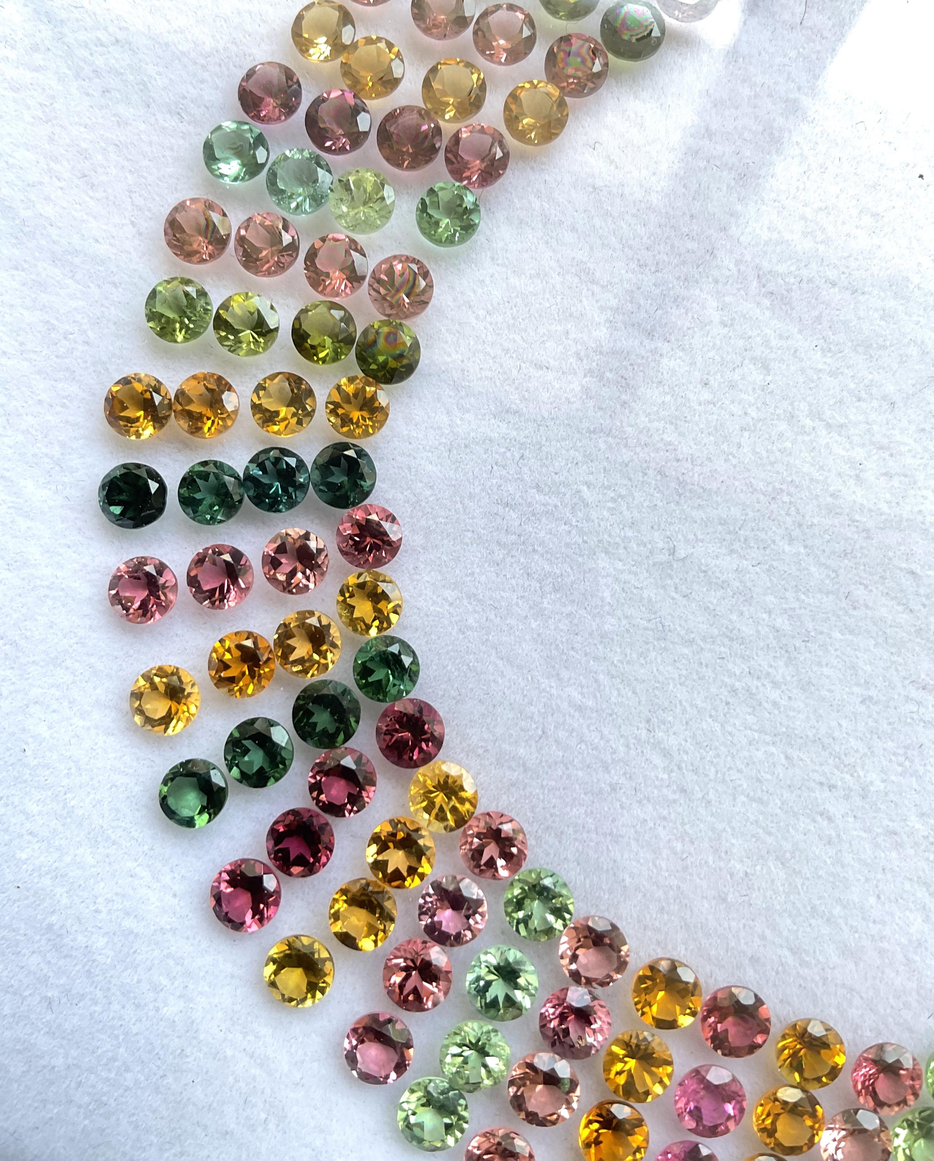 44.10 Carats Round Tourmaline Layout Suite Faceted cutstones Natural Gems In New Condition For Sale In Jaipur, RJ