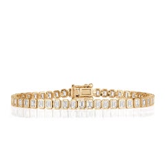 4.41ct Emerald Cut Diamond Bezel Set Tennis Bracelet