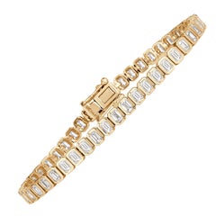 4.41ct Emerald Cut Diamond Bezel Set Tennis Bracelet