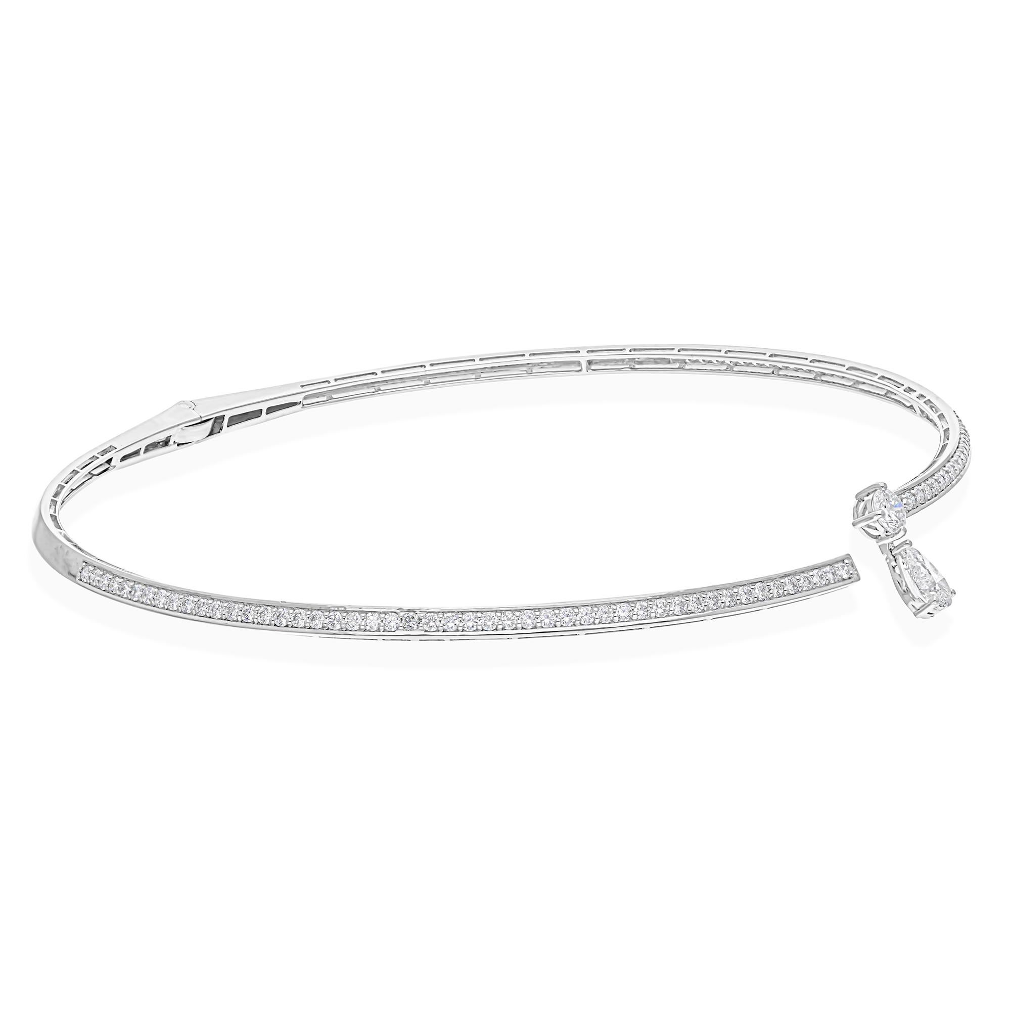 4.41Ct Natürlicher Diamant Torque Choker Halskette 14k Weißgold Alle Zölle gezahlt Damen im Angebot