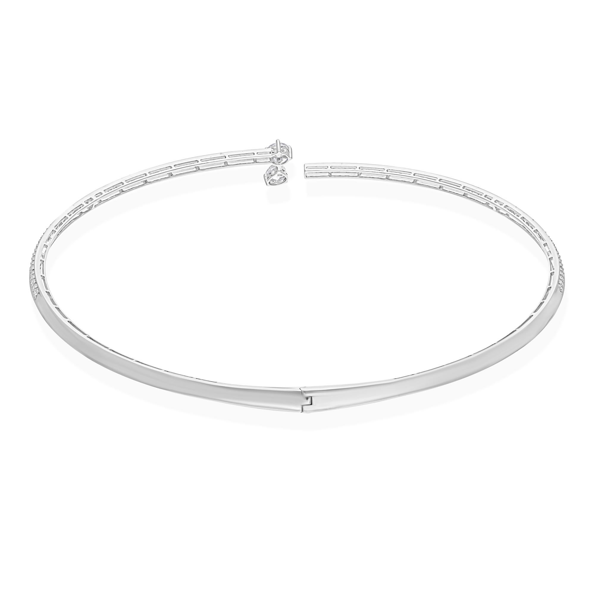 4.41Ct Natürlicher Diamant Torque Choker Halskette 14k Weißgold Alle Zölle gezahlt im Angebot 1