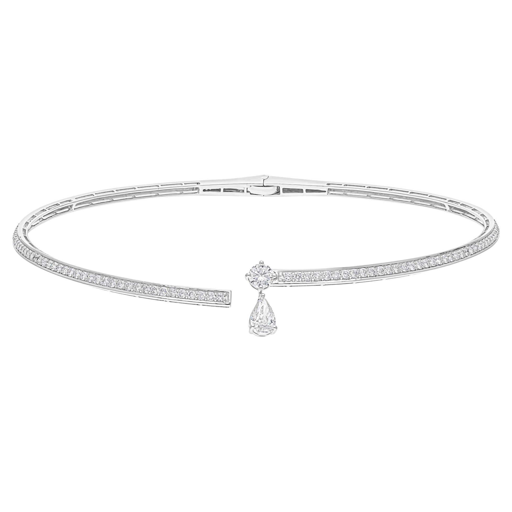 4.41Ct Natural Diamond Torque Choker Necklace 14k White Gold All Tariffs Paid