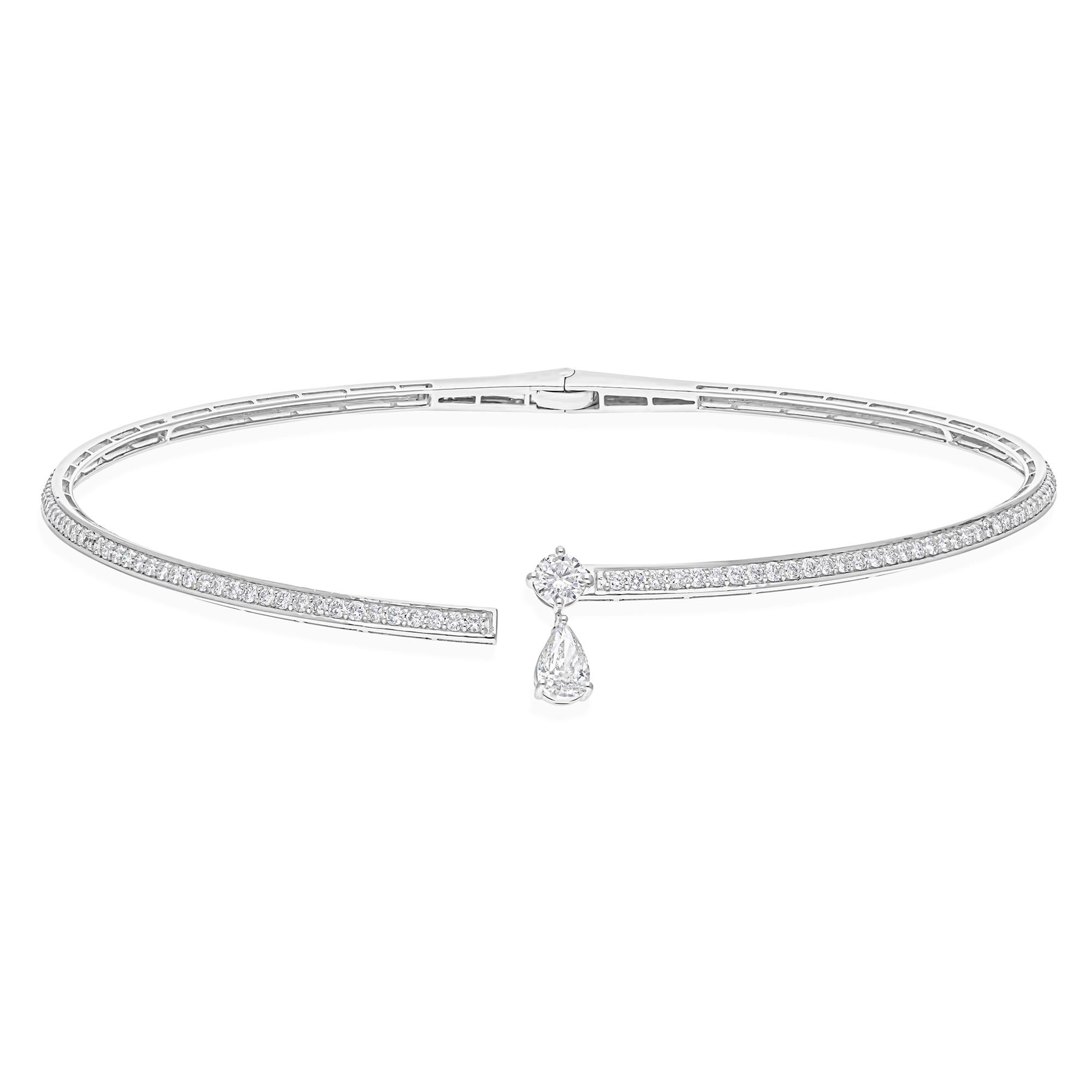4.41Ct Natural Diamond Torque Choker Necklace 18k White Gold All Tariffs Paid