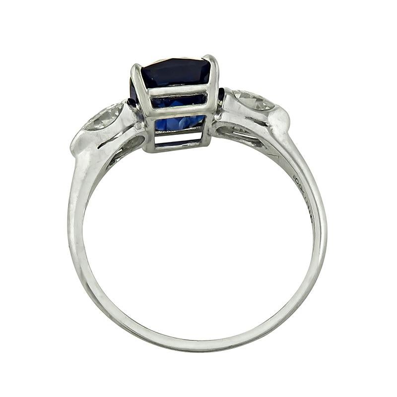 4.41ct Sapphire 1.05ct Diamond Engagement Ring In Good Condition For Sale In New York, NY