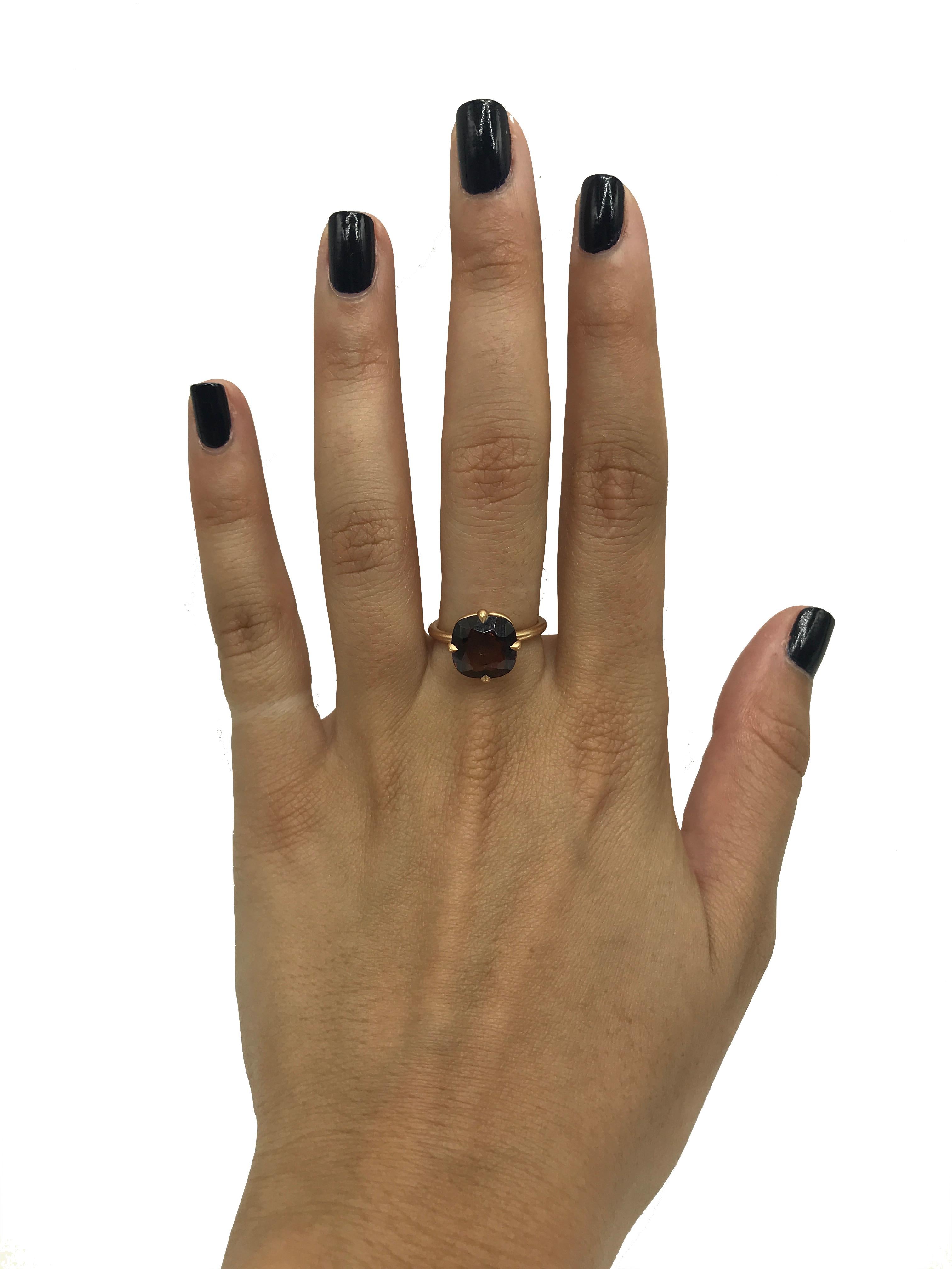 4.42 Carat Chocolate Tourmaline Rose Gold Cocktail Ring In New Condition For Sale In New York, NY