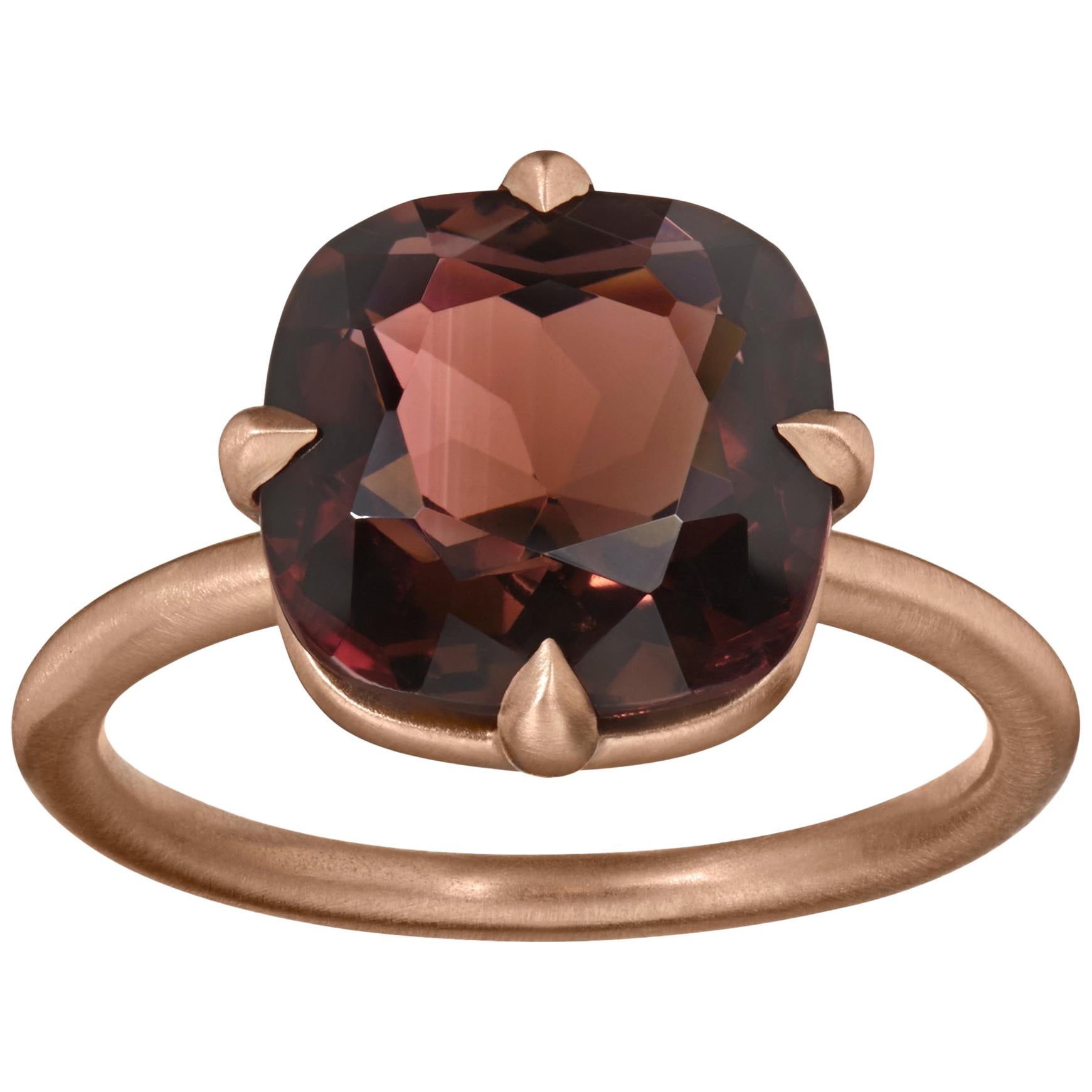 4.42 Carat Chocolate Tourmaline Rose Gold Cocktail Ring For Sale
