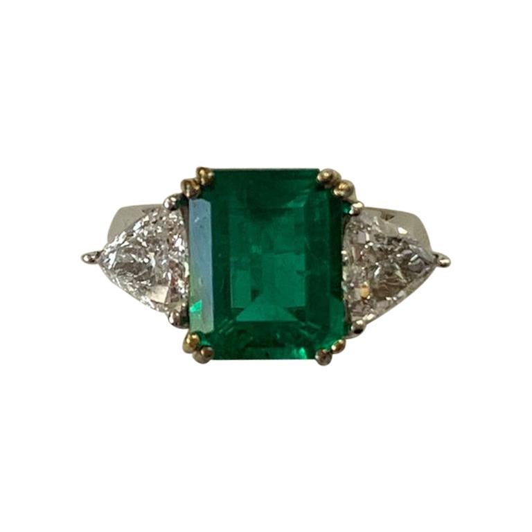 4.42 Carat Colombian Emerald and Diamond Ring
